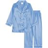 Verve Jelly Pigiama per bambini in raso, a maniche lunghe, con bottoni, top + pantaloni, Blu 3, 10-11 Years