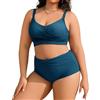 Tuopuda Costume Donna Due Pezzi Taglie Forti Push Up Imbottito Reggiseno Costumi da Bagno Bikini Mare a Spiaggia Piscina Curvy Swimwear Regolabile M-4XL, Verde-Blu, XL