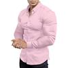 EOUOSS, Camicia da Uomo, Aderente, Maniche Lunghe, Elasticizzata, Casual, con Bottoni, Rosa, M