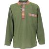GURU SHOP, Camicia da Pescatore Etnico Nepalese, Camicia Goa, Oliva, Cotone, Dimensione Indumenti:XL, Camicie