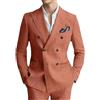 Botong Completo doppio petto da uomo in lino 2 pezzi leggero smoking blazer pantaloni set Prom Suit, Arancione, 54