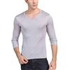 Paradise Silk Maglia da uomo in pura seta con scollo a V a maniche lunghe, Grigio, Medium