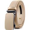 DOOPAI Cinture a cricchetto in pelle da uomo, con fibbia a scorrimento automatico, 3,5 cm, regolabile, da tagliare a misura, 06 Beige, Full length 135CM/Belt Waist 40to 46Adjustable