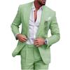 Botong 2 pezzi vestito da uomo in lino per estate spiaggia matrimonio slim fit Groosmen Prom Smoking Business Suit, Salvia, 50