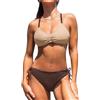CUPSHE Costume da Bagno Reversibile a Righe con Perizoma in Due Pezzi | Costume da bagno, spalline intrecciate sulla schiena, coppe morbide rimovibili, lacci laterali, copertura classica