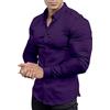 EOUOSS, Camicia da Uomo, Aderente, Maniche Lunghe, Elasticizzata, Casual, con Bottoni, Viola, XS
