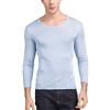 Paradise Silk Solo top a maniche lunghe da uomo in pura seta con scollo rotondo, Azzurro, Tag XXXL/ Chest 40-43