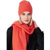 Style & Republic Berretto Sportivo da Donna in Cashmere in 100% Cashmere - Il Tuo Morbido Berretto a Maglia di Alta qualità per Eleganti momenti Autunnali e Invernali, Taglia Unica, Rosso Corallo, 48