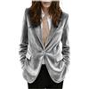 Leader of the Beauty Blazer giacca da donna in velluto a un bottone, blazer caldo per inverno, autunno, primavera, lavoro, ufficio, Argento, XXL
