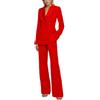Botong Doppio Petto Donna Smoking 2 PC Business Pantaloni Eleganti Casual Formali Completo da Cerimonia, Rosso, XL