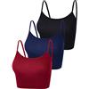 Boao, Canottiera corta sportiva da donna, crop top, con spalline sottili, confezione da 3 pezzi, L