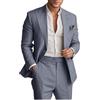 Botong Completo da uomo in lino da 2 pezzi, leggero, blazer e pantaloni, set estivo da spiaggia per matrimoni, Grigio scuro, 50
