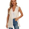 SMDPPWDBB Cardigan da donna in pizzo floreale all'uncinetto, senza maniche, aperto sul davanti