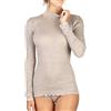 EGI Maglia Donna Manica Lunga in Micro Lana Costine con Lupetto e Polsi in Pizzo