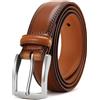 DOOPAI Cintura da uomo in pelle per abiti, casual, jeans, fibbia a polo singolo, cintura nera, 005 Marrone chiaro, Fits 46 to 50 waist