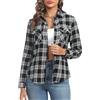 Aottori Camicia Donna a Quadri Flanella Nero Bianco XL