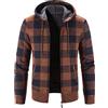 Generic Cardigan in pile con cerniera completa da uomo | Maglione a quadri invernale | Giacca con cappuccio e fodera in pile con coulisse | Caldo maglione a quadri pesante a maniche lunghe con cappuccio