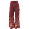 GURU SHOP Palazzo, pantaloni in cotone, pantaloni hippy con fiori, pantaloni a zampa, da donna, in cotone, abbigliamento alternativo, rosso vivo, 46