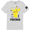 Pokémon T-Shirt Boys Bambini Pikachu Carattere Game Grigio Manica Corta