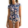 CUPSHE Costume intero per donna Costume da bagno a maniche corte con cerniera a collo alto