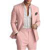 Botong Completo da uomo in lino da 2 pezzi, leggero, blazer e pantaloni, set estivo da spiaggia per matrimoni, rosa chiaro, 50