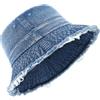Zylioo Cappello da sole in denim XX-Large,Cappelli da pescatore di jeans oversize,Cappelli da viaggio estivi pieghevoli regolabili, Blu scuro - nappa, L/XL