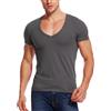 Zecmos Maglietta con scollo a V da uomo, con scollo profondo a V, maglietta muscolare slim fit, t-shirt stretch a taglio basso, grigio scuro, L