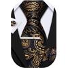 Barry.Wang Cravatte Uomo Seta Paisley floreale Fazzoletto e Gemelli per Festa di Matrimonio