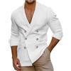Generic Giacche da uomo eleganti casual con colletto giacche leggere da uomo con scollo a V UK Top a maniche lunghe doppio petto camicia da spiaggia confortevole cotone casa top vestibilità ampia giacca da