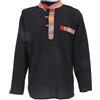 GURU SHOP Guru-Shop, Camicia da Pescatore Etno Nepalese, Camicia Goa, Nera, Cotone, Dimensione Indumenti:M, Camicie