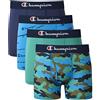 Champion Boxer da ragazzo per tutti i giorni, leggeri, elasticizzati, confezione da 4 (S-XL), Blu navy/Verde/Mimetico/Scripts, Medium