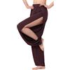 Hoerev - Pantaloni da donna, con fessura, super-morbidi, stile harem, per danza, yoga e pilates, Marrone, L