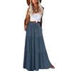 HAEOF Gonna Maxi Estiva da Donna Stile Boho Linea A Fluida con Volant a Balze Elastica Vita Alta da Spiaggia Lunga con Tasche, Grigio blu., XS