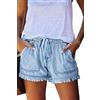 HVEPUO Pantaloncini Donna Jeans Estivi Larghi Cotone Shorts Casual Pantaloni Corti