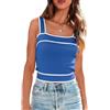 NALANISA Canotte da donna alla moda con scollo quadrato e maniche a maglia Y2k, Cielo blu, S