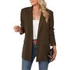 Luyaa, giacca blazer oversize da donna, casual, per lavoro e ufficio, con apertura sul davanti, in tessuto con fodera e spalline imbottite, Marrone, Small