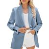 Generisch Giacca da donna di grandi dimensioni, blazer da donna, moderna, con colletto a risvolto, con bottoni, per il tempo libero, a maniche lunghe, larghe, tinta unita, elegante, giacca sportiva, Celeste
