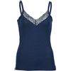 Engel Natur, Top da donna con pizzo, 70% lana (kbT), 30% seta, Blu marino, M