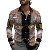 HuazomeeHZM Camicia di Lusso da Uomo Camicie a Maniche Lunghe barocche retrò Casual Button Down Lapel Collar Blouse Outdoor Street Casual Shirt Top