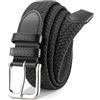 VONMELLI Cintura elastica da uomo per uomo in tessuto intrecciato elasticizzato, casual, nera, cintura da golf per jeans, Nero , M: Fit Waist 35-38