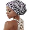 FocusCare Cappellino Regolabile in Raso, per Capelli Ricci, Misura Grande, Bianco - Nero, Taglia Unica