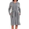 Mnamo Accappatoio da donna con cappuccio e cerniera, in spugna, a maniche lunghe, grigio., XL