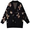 JASCLS Maglione da donna a maniche lunghe con stampa orso, cardigan lavorato a maglia con apertura frontale, cardigan voluminoso
