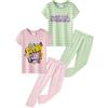 SOIBEEN Set pigiama da bambina a maniche corte con pantaloni lunghi, loungewear a righe PJ per bambini, pigiameria, pigiameria da 1 a 10 anni