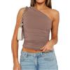 Matunana Top a Spalla Singola per Donna, Camicie Estive, Crop Top da Sera, Canottiera Basic, Sexy, con Ruches, Aderente, Slim Fit, Y2K, Senza Maniche, T-Shirt alla Moda, Carine, Abbigliamento per