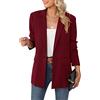 Luyaa, giacca blazer oversize da donna, casual, per lavoro e ufficio, con apertura sul davanti, in tessuto con fodera e spalline imbottite, Vino rosso, X-Large