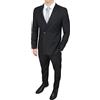 Evoga Completo Abito Uomo Sartoriale Doppiopetto Foderato Vestito Elegante Cerimonia (46, Nero)