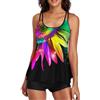Urchics Costume da bagno da donna 2024 Tankini con controllo della pancia, costume da bagno fluido, due pezzi, canotta da bagno con culotte, Girasole Z-colorato02, L