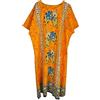 Kiran Fashion Kaftano lungo da donna, 100% cotone, estivo, stampa etnica, copertura da spiaggia, taglia unica, Arancione, Etichettalia unica