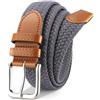 VONMELLI Cintura elastica da uomo per uomo in tessuto intrecciato elasticizzato cintura casual nera cintura da golf per jeans